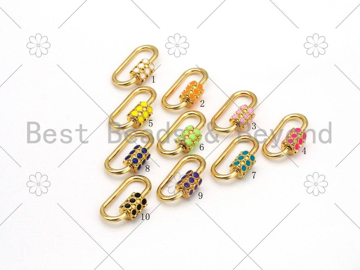 Colorful Enamel Oval Shape Screw Clasp, 18K Gold Filled ,SKU#H327C