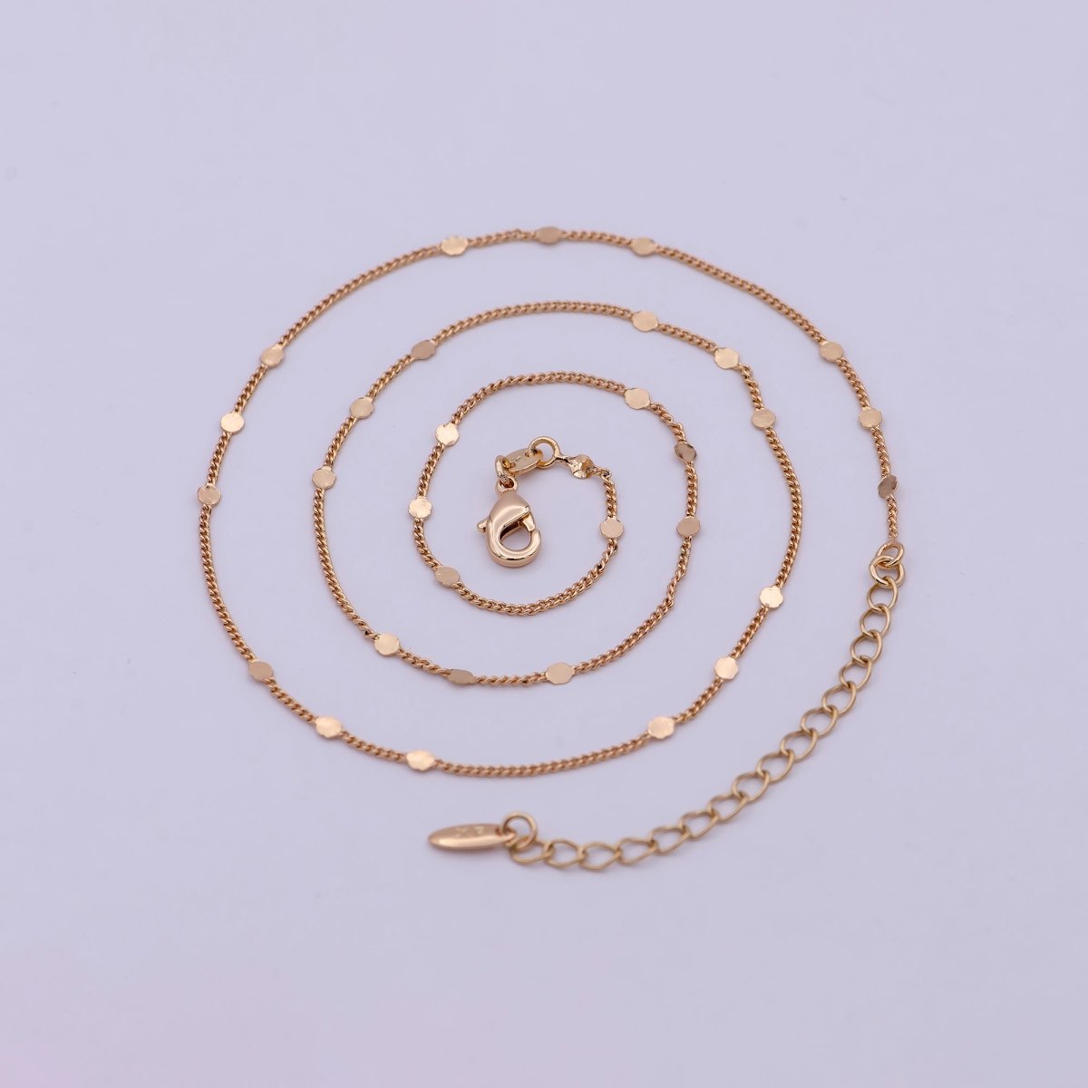 1mm 18K Gold Filled Chain Necklace Gold Curb Chain, Gold Chains 18 inch + 2 inch extender | WA-542 Clearance Pricing