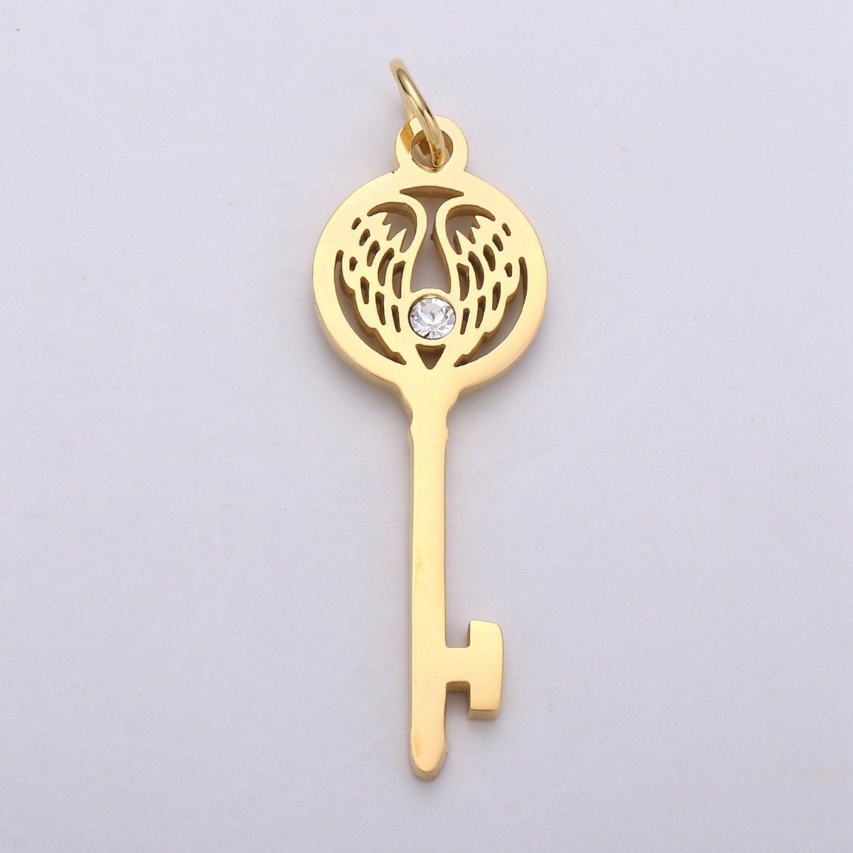 1pc 14k Gold Filled Key Pendant Charm, Dainty Wing Key Pendant Charm, Gold Filled Key Pendant, For DIY Jewelry Making Supply E-695