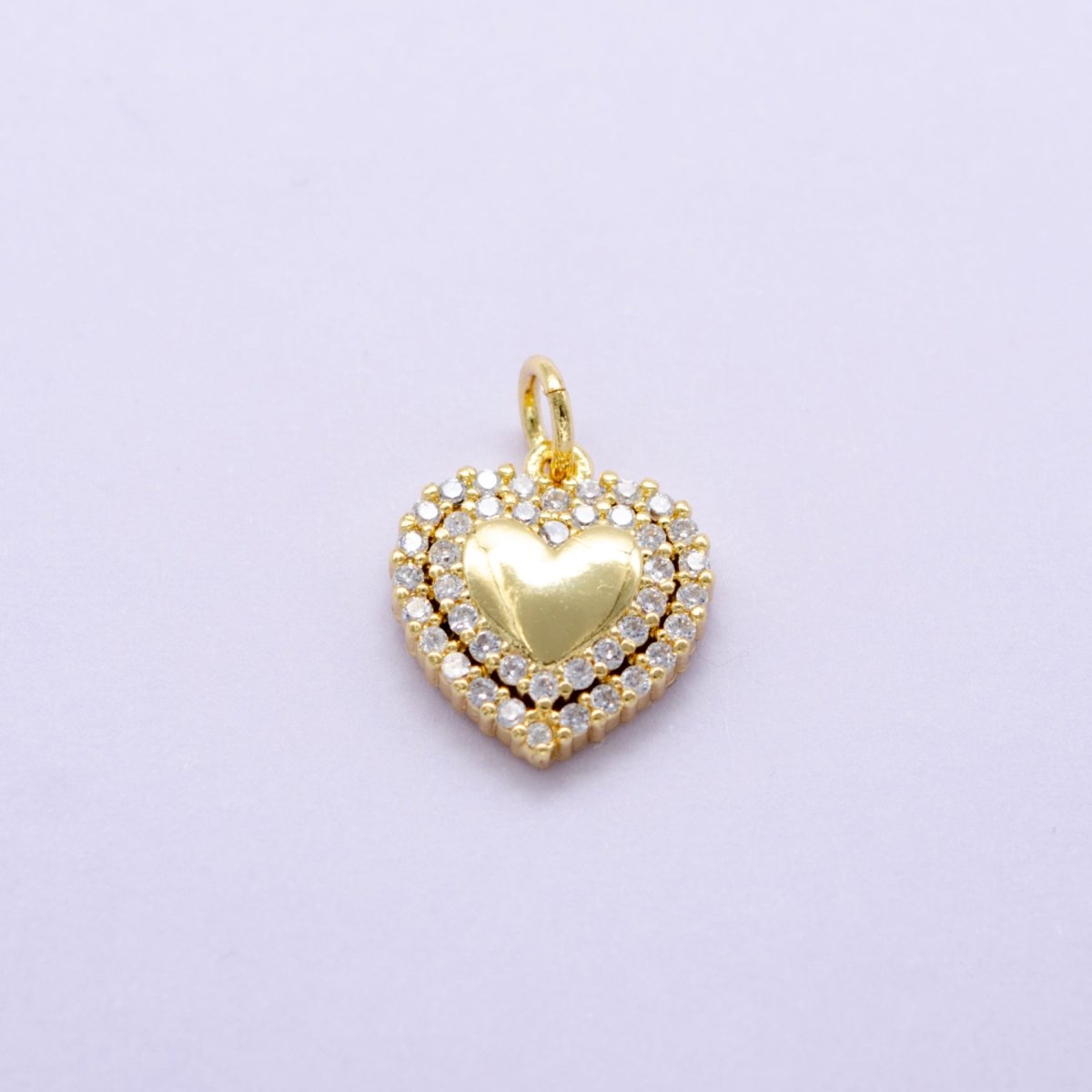 1pc 24k Gold Filled Micro Pave CZ Heart Pendant Charm, Love Micro Pave CZ Pendant Charm, For DIY Jewelry D-433