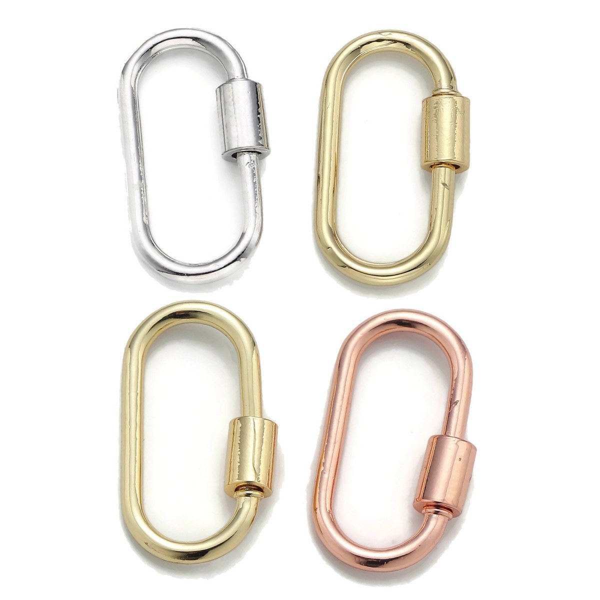 1pc Carabiner Screw  Clasp, Screw Clasp Oval , Interlocking Oval Clasp, Oval Shaped Clasps, Gold, Silver, and Rose Gold Color