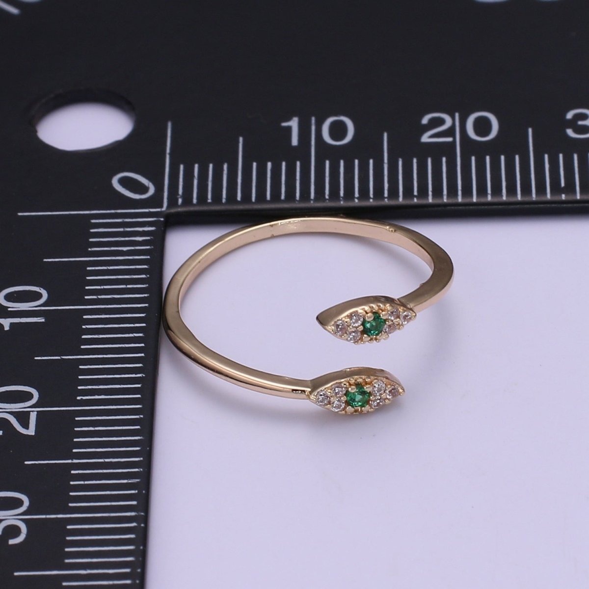 1pc End-to-end Crystal Eye on Golden Circle Ring CZ Gold Filled Geometric Casual Ring Jewelry O-954