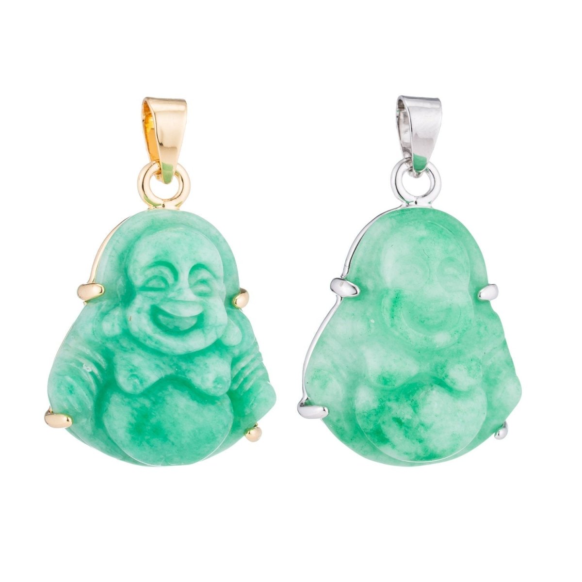 1pc Genuine Green Jade, Authentic, Laughing Buddha, Gemstone Buddhism Deity Religious Bracelet Charm Bead Finding Pendant For Jewelry Making | AH-209 AH-213