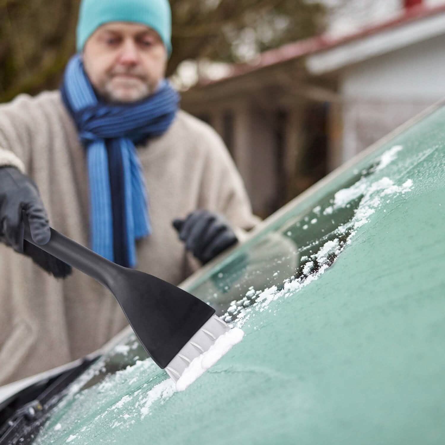 Pelle à neige 2-en-1 pour automobile, dégivrage avec tête de brosse pivotante à 360°