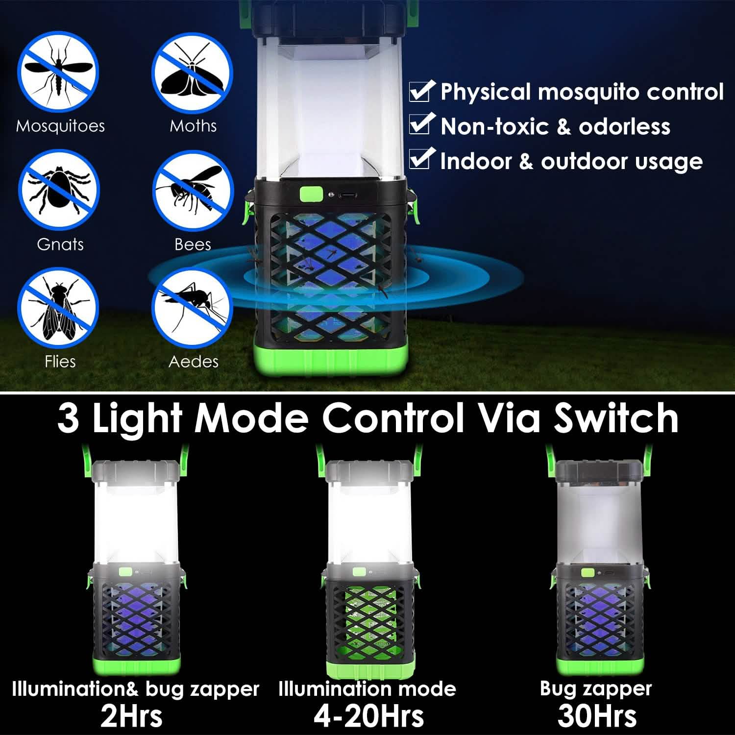 2-in-1 Electric Mosquito Killer Lamp Fly Bug Zapper