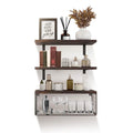 2-in-1 Floating Shelves Wall Mounted with Storage Basket