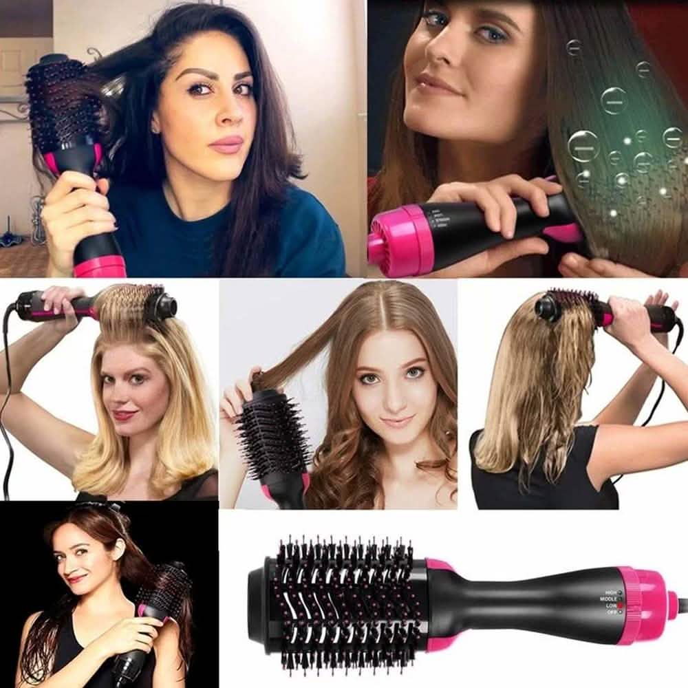 Sèche-cheveux volumateur 2-en-1 Brosse à air chaud Peigne rouleau