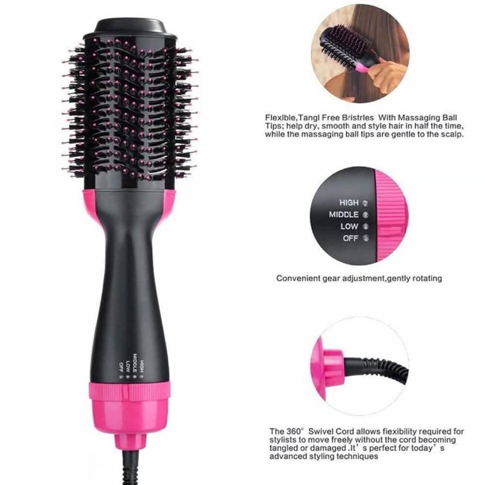 Sèche-cheveux volumateur 2-en-1 Brosse à air chaud Peigne rouleau