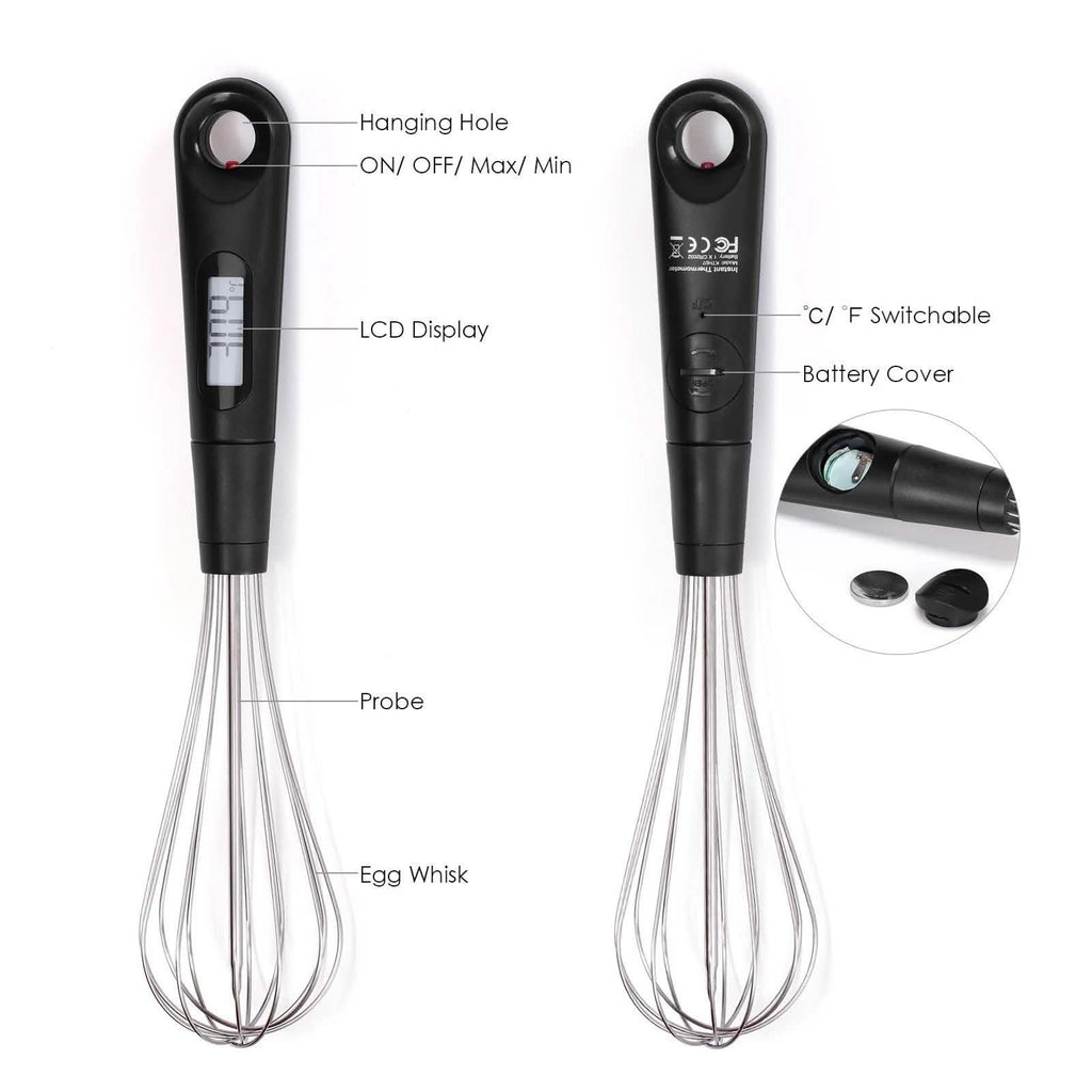 2-in-1 Instant Read Food Thermometer and Egg Whisk