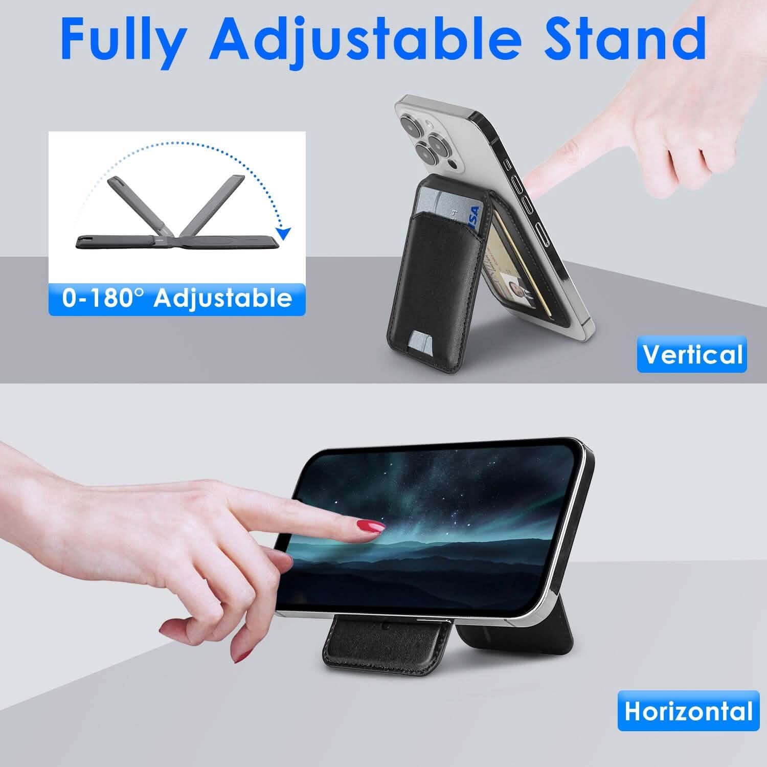 2-in-1 磁気カードウォレット付きスマホスタンド