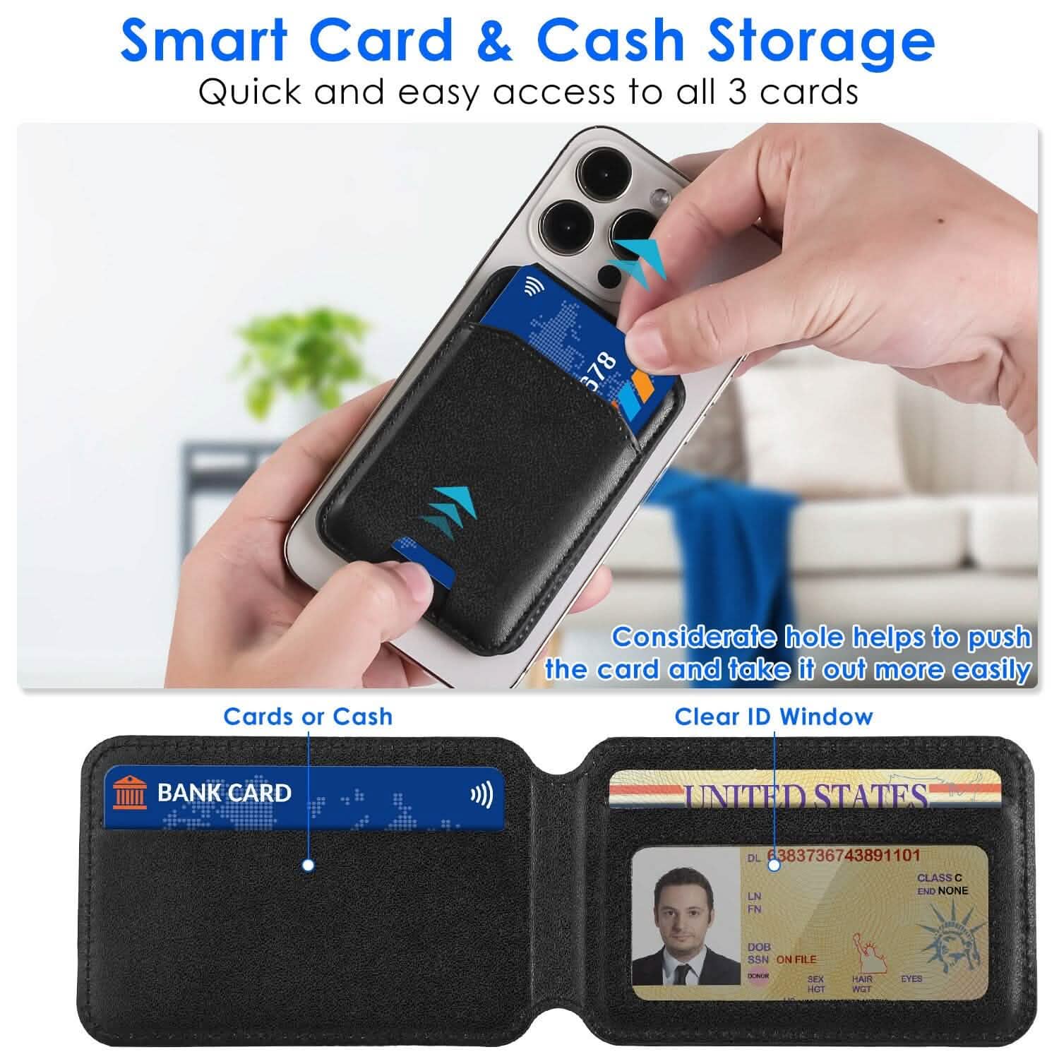 2-in-1 磁気カードウォレット付きスマホスタンド