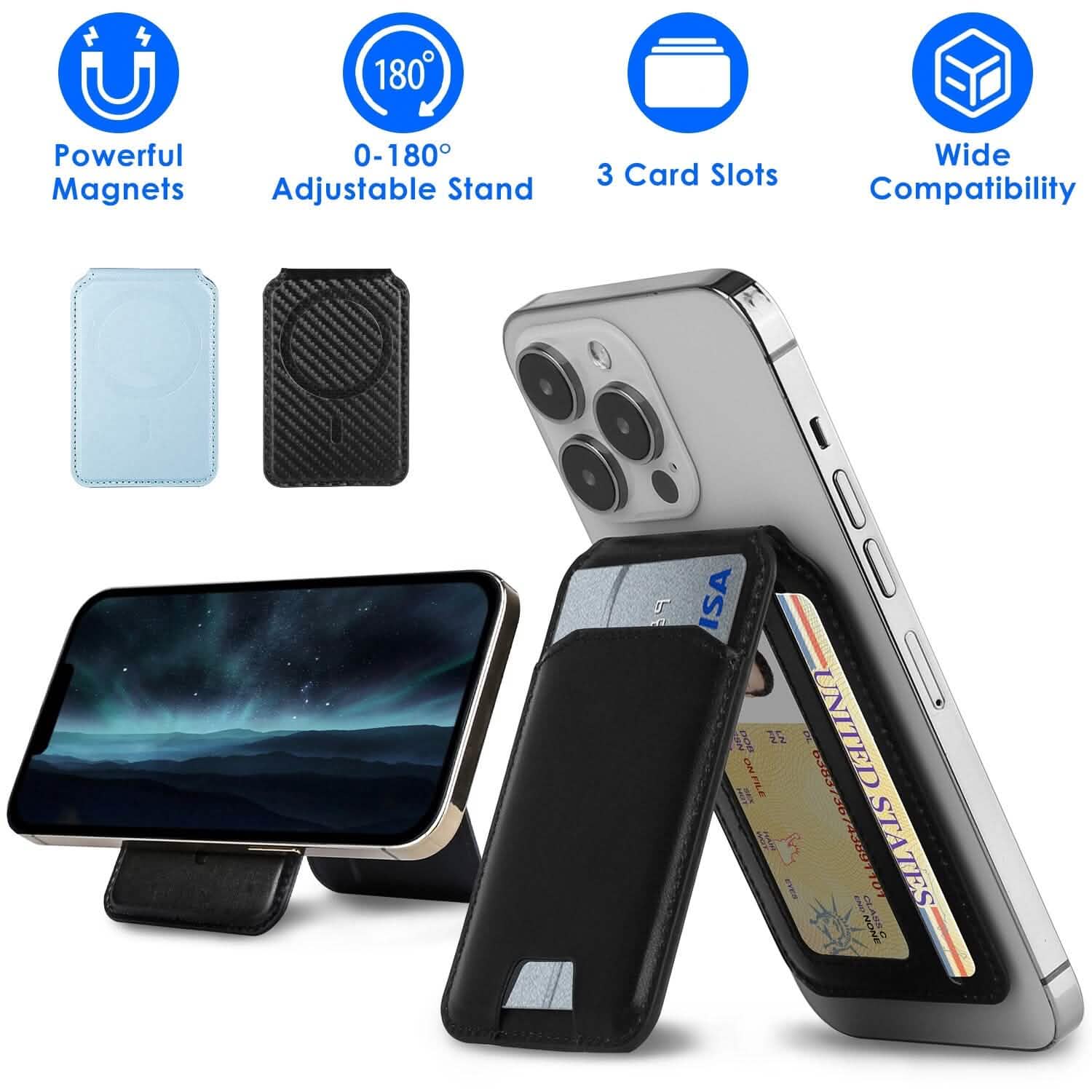 2-in-1 磁気カードウォレット付きスマホスタンド