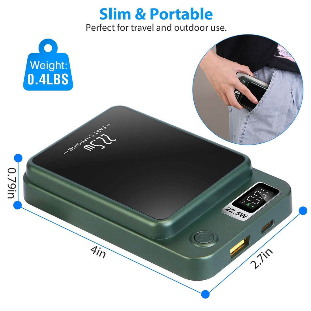 2-in-1 Magnetic Wireless Power Bank 10000mAh PD20W Fast Charger Mag Safe