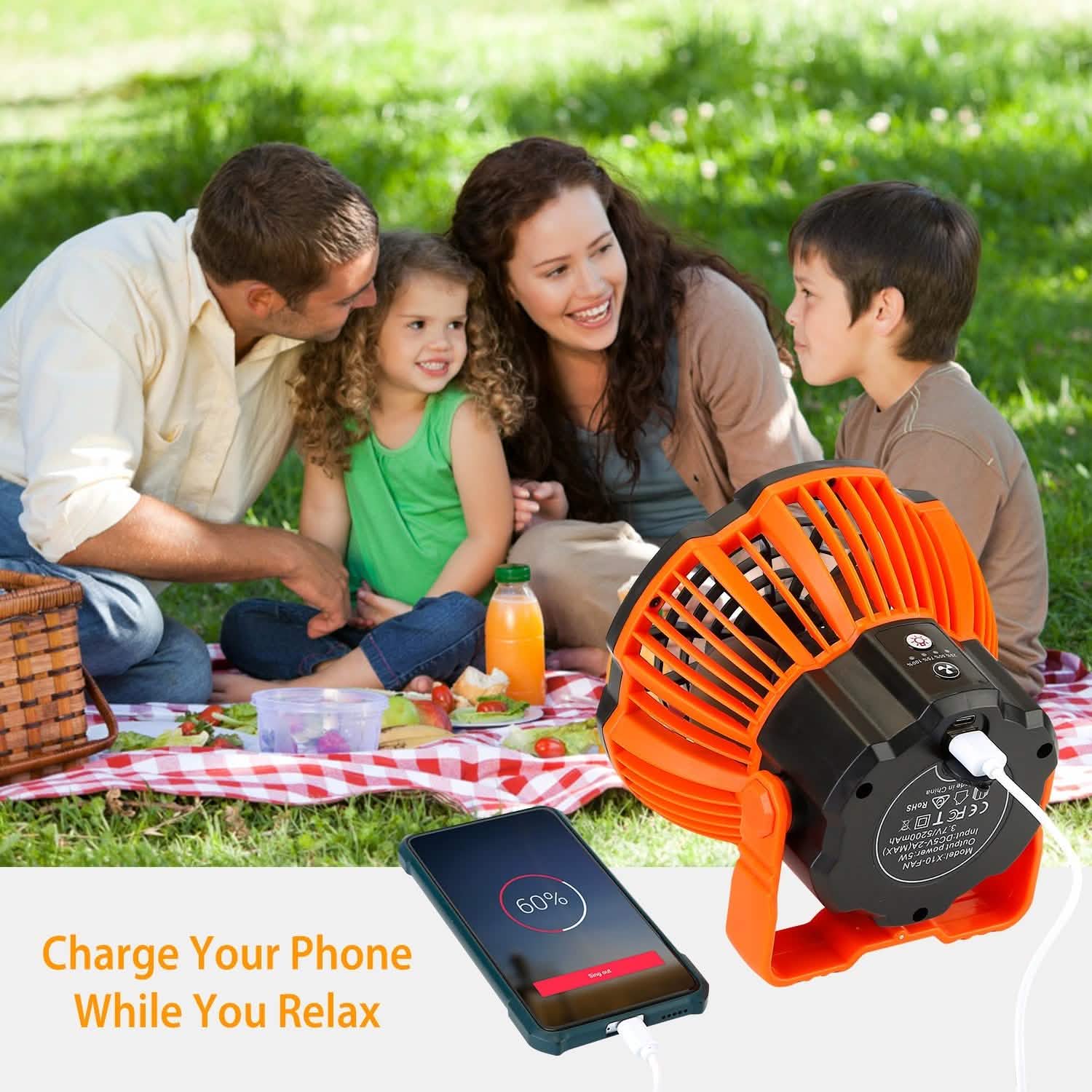 2-in-1 Portable Camping Lantern Electric Fan
