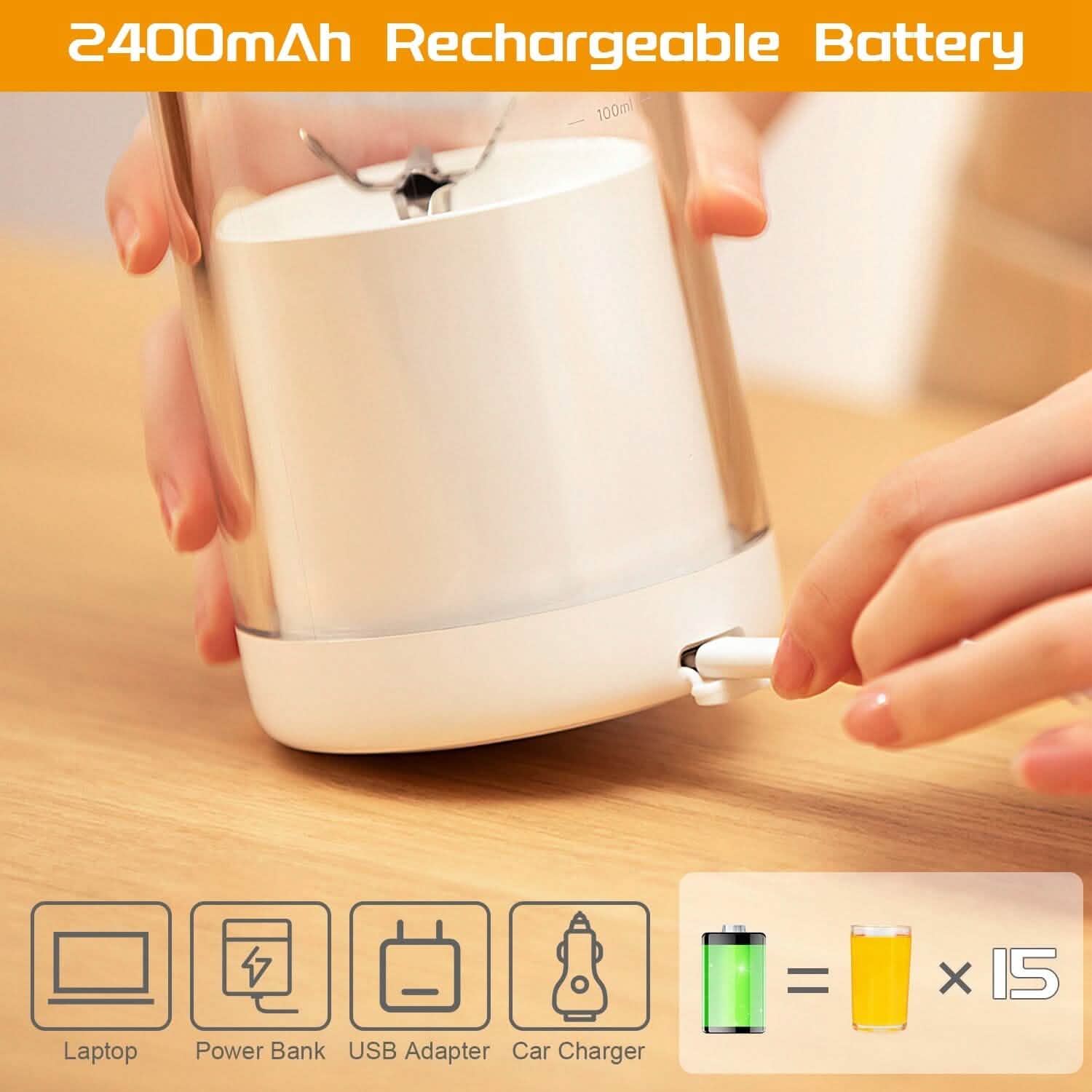 2-in-1 ポータブルフルーツブレンダー 充電式