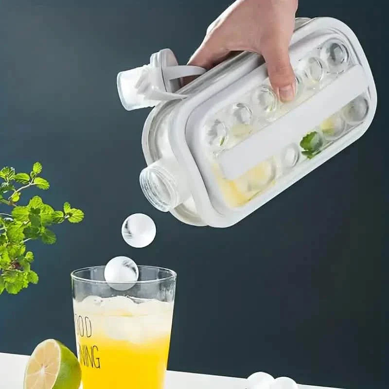 2-in-1 Portable Ice Ball Maker Kettle With 17 Grids Flat Body Lid Cooling Ice Pop/Cube Molds