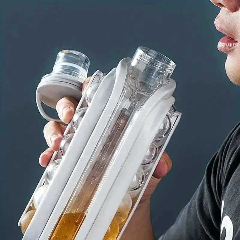 2-in-1 Portable Ice Ball Maker Kettle With 17 Grids Flat Body Lid Cooling Ice Pop/Cube Molds