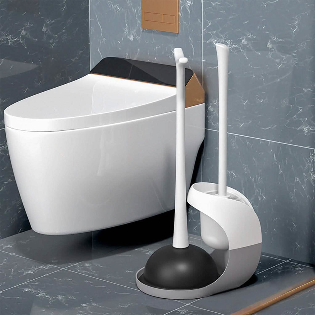 2-in-1 Toilet Plunger and Brush Combo Set with Ventilated Holder