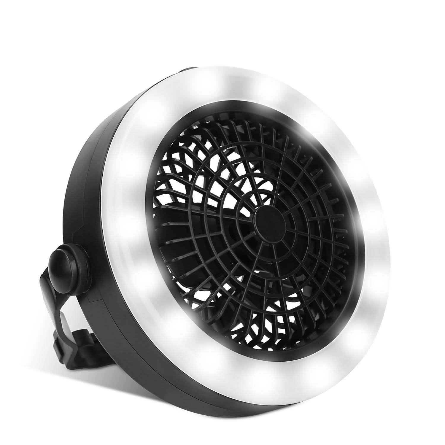 2-in-1屋外用バッテリー/USB駆動ポータブルキャンプ用LEDファン