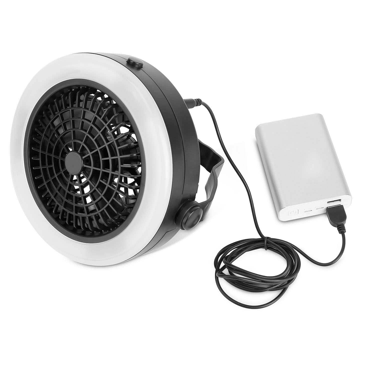 2-in-1屋外用バッテリー/USB駆動ポータブルキャンプ用LEDファン