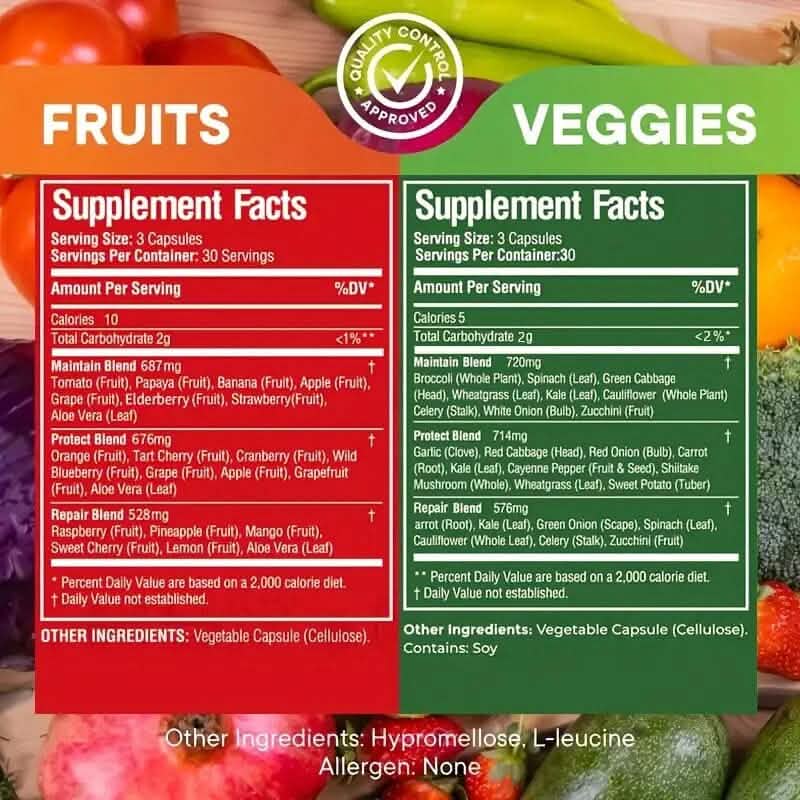 2-Pack: 100% Natural Fruits and Vegetables Supplement