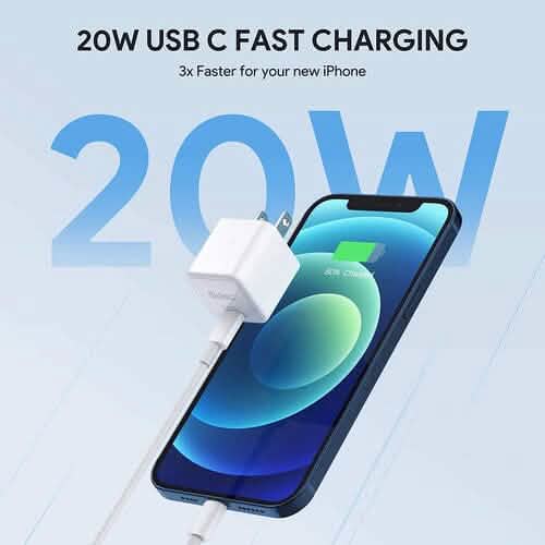 2-Pack: 20W iPhone Fast Charger Type C Wall Charging Adapter