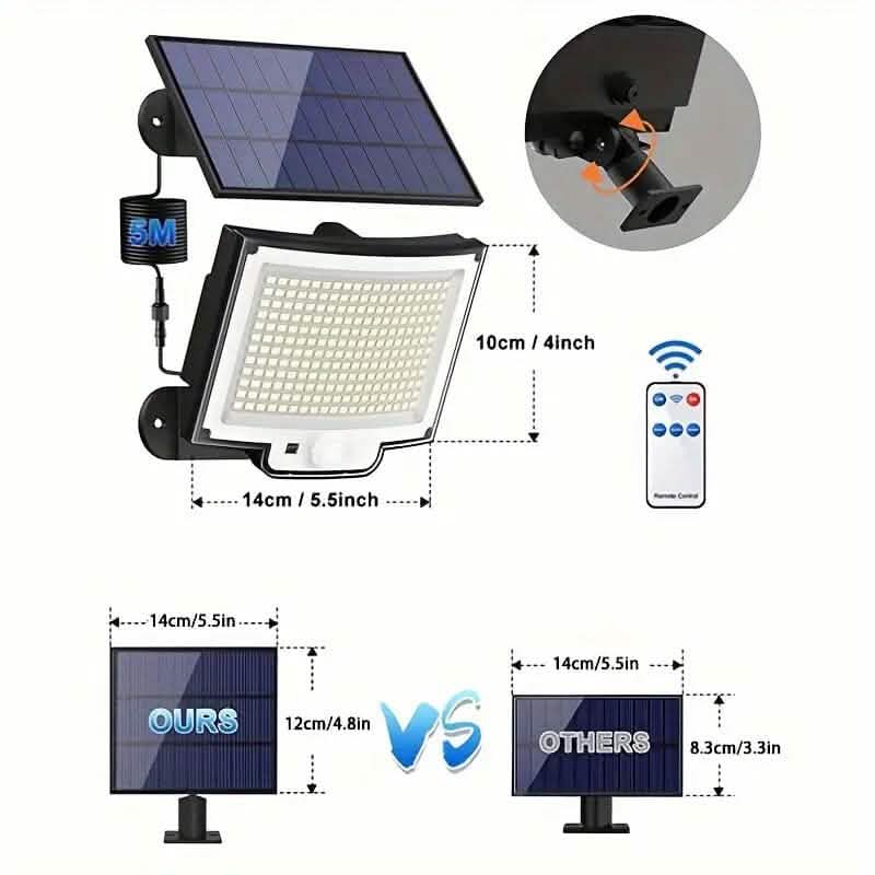Lot de 2 : Appliques murales solaires séparées d'extérieur à 228 LED
