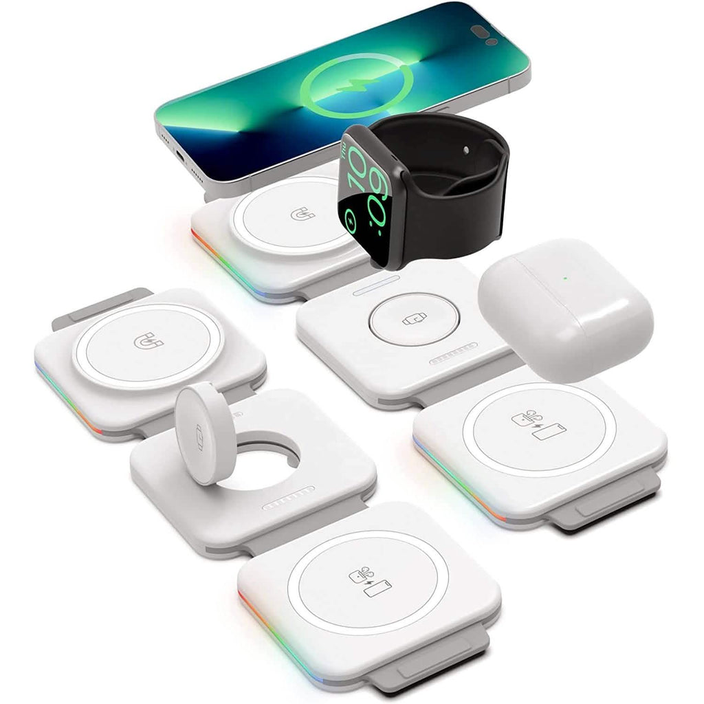 2パック：AirPods、Apple Watch、iPhone用3-in-1トラベル充電ステーション