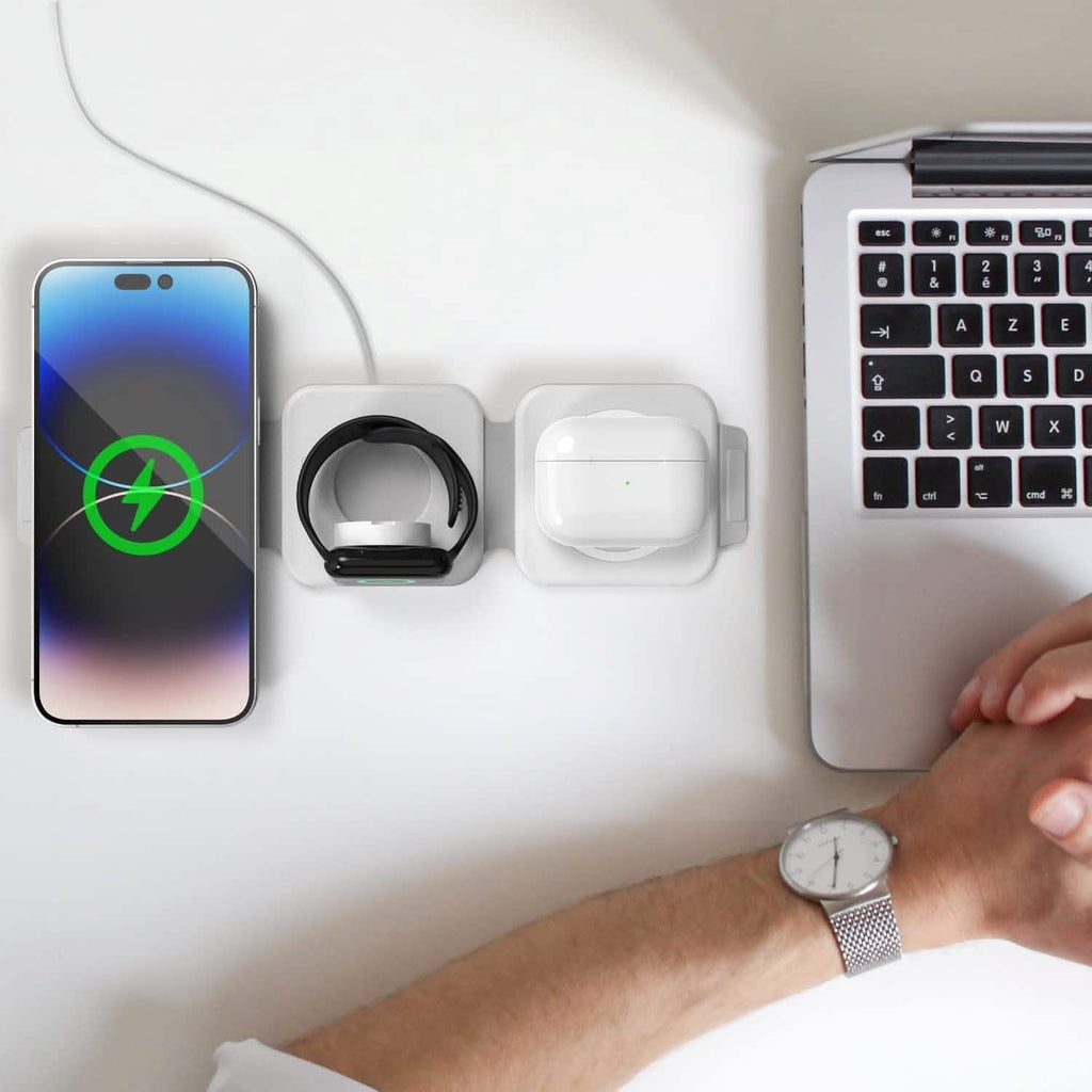2パック：AirPods、Apple Watch、iPhone用3-in-1トラベル充電ステーション