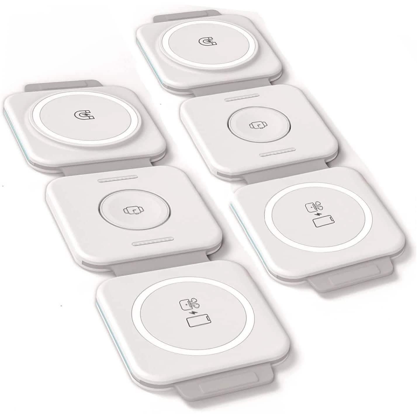 2パック：AirPods、Apple Watch、iPhone用3-in-1トラベル充電ステーション