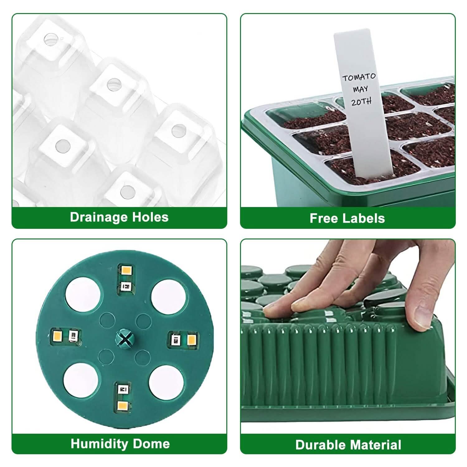 2-Pack: 40 Cell Seed Starting Tray Plant Grow Light with 4 Adjustable Brightness