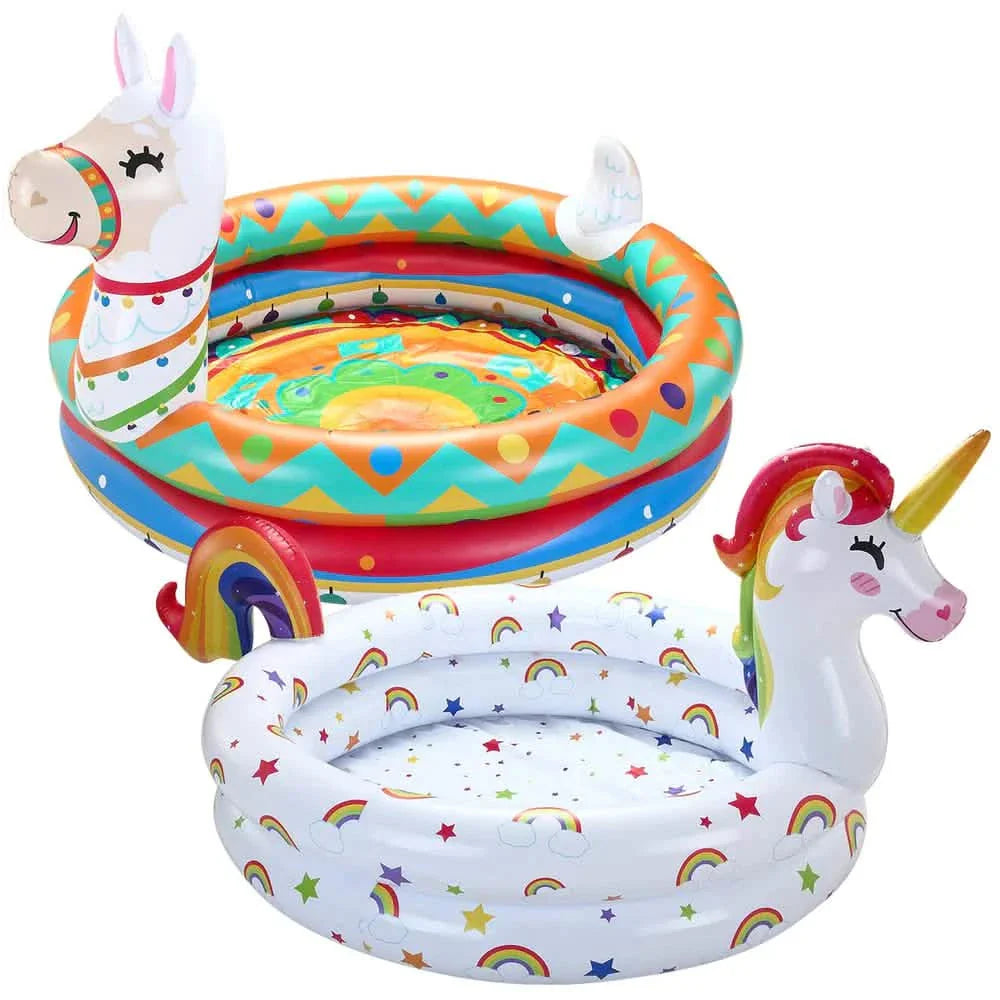 Lot de 2 : Piscines gonflables pour enfants Licorne et Lama de 119 cm