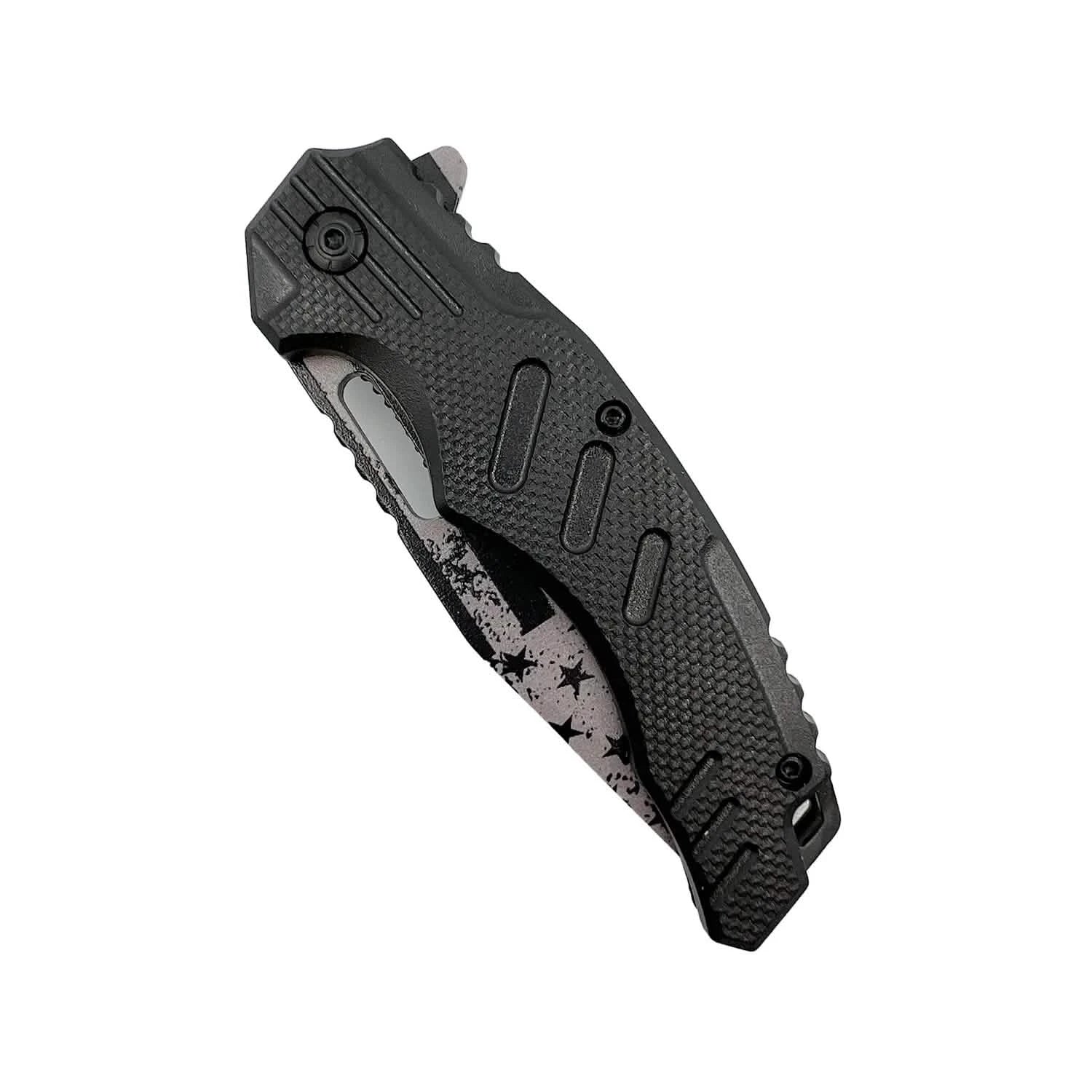 2-Pack: 4.75" American Flag Tanto Blade with ABS Handle