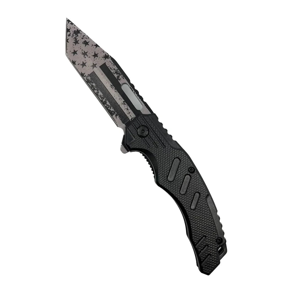 2-Pack: 4.75" American Flag Tanto Blade with ABS Handle