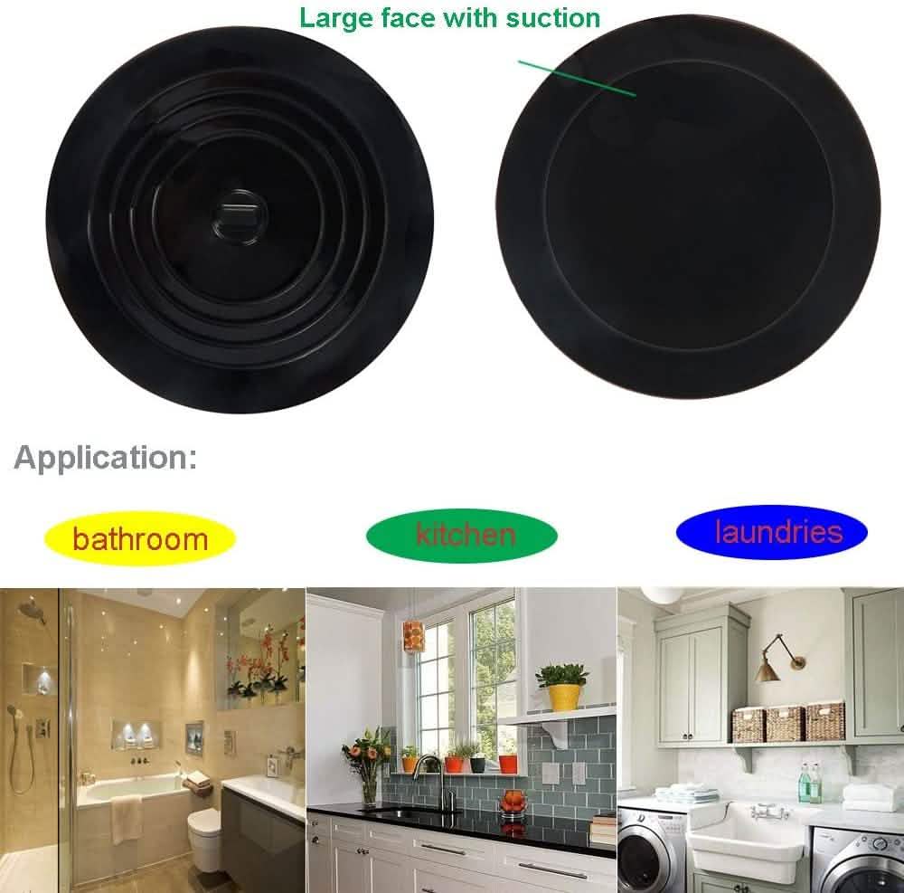 Lot de 2 : Bouchon de vidange plat en silicone de 15 cm avec ventouse pour retenir les cheveux