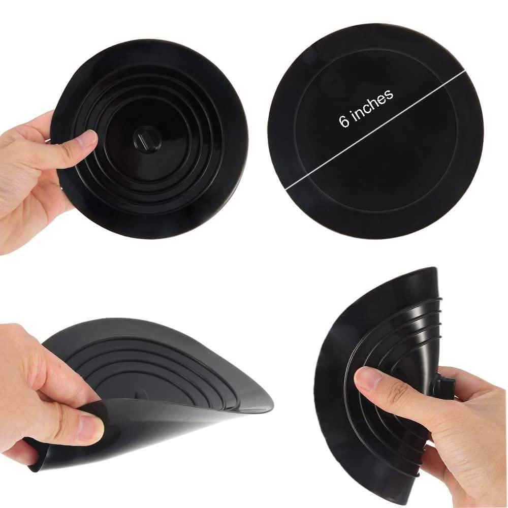 Lot de 2 : Bouchon de vidange plat en silicone de 15 cm avec ventouse pour retenir les cheveux