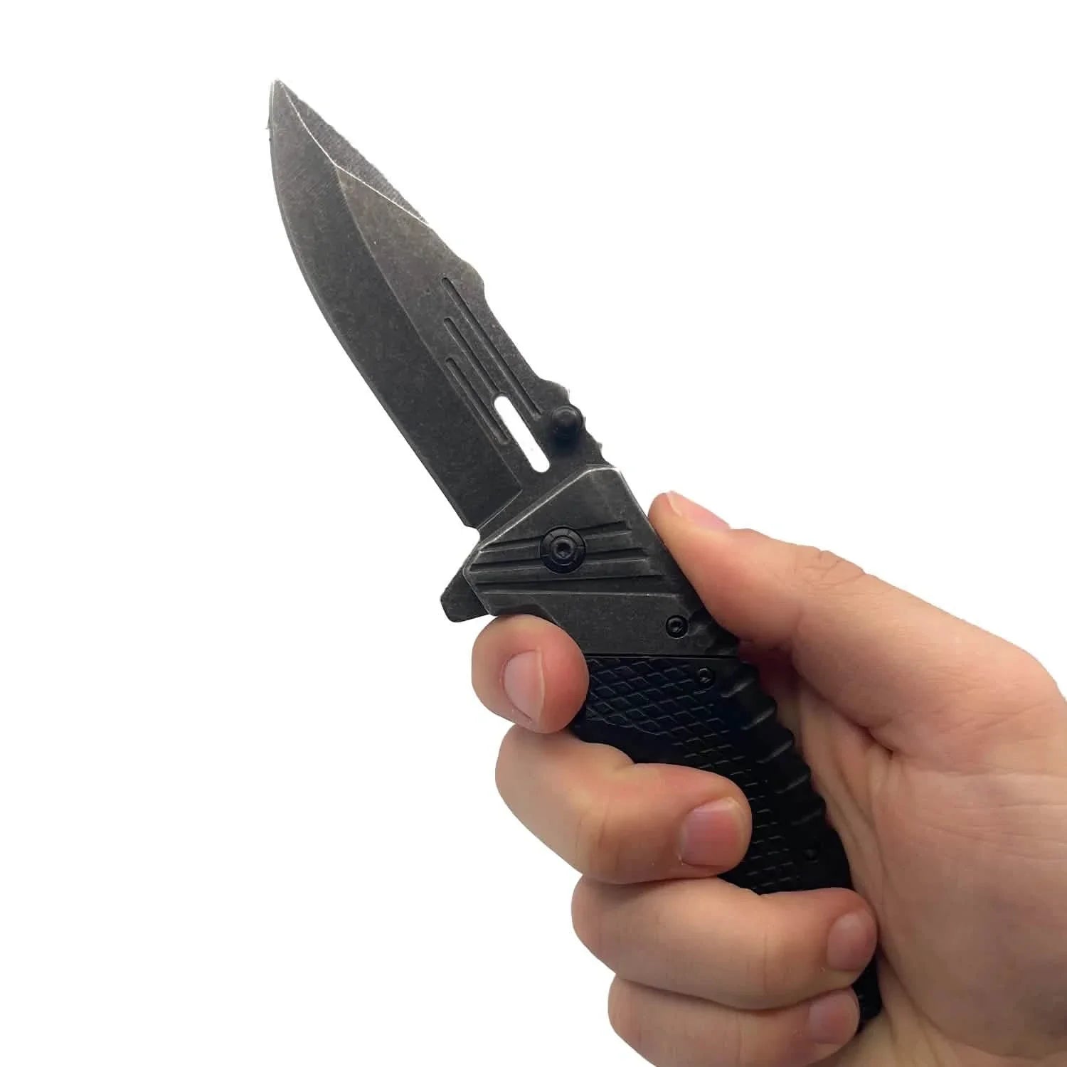 Lot de 2 : Couteau assisté à ressort de 18 cm, finition délavée