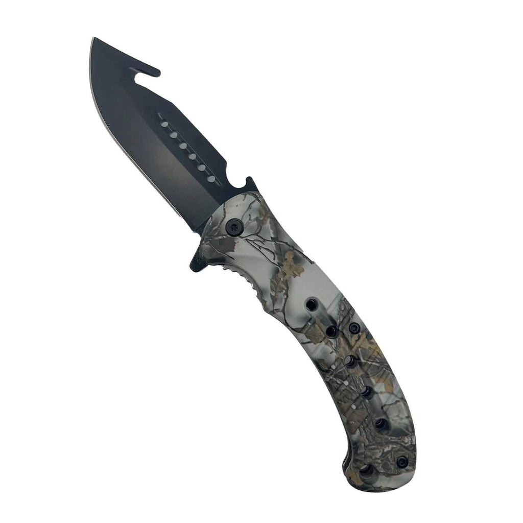 Lot de 2 : Couteau assisté de 22,2 cm avec manche en ABS motif camouflage