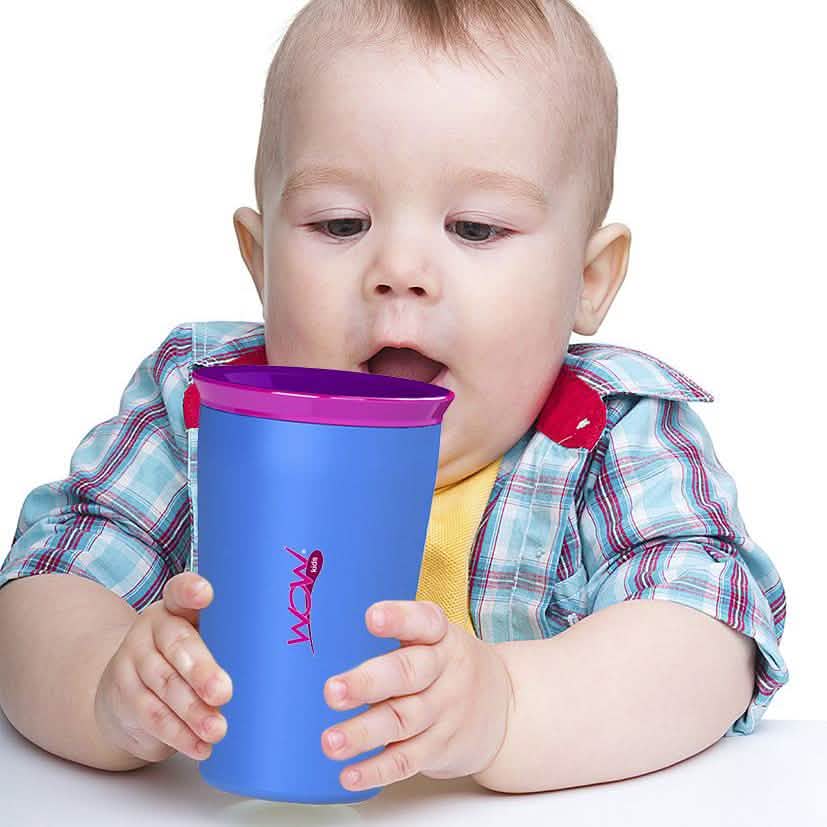 Lot de 2 : Tasse d'apprentissage anti-fuite 360° Wow Cup de 266 ml pour enfants
