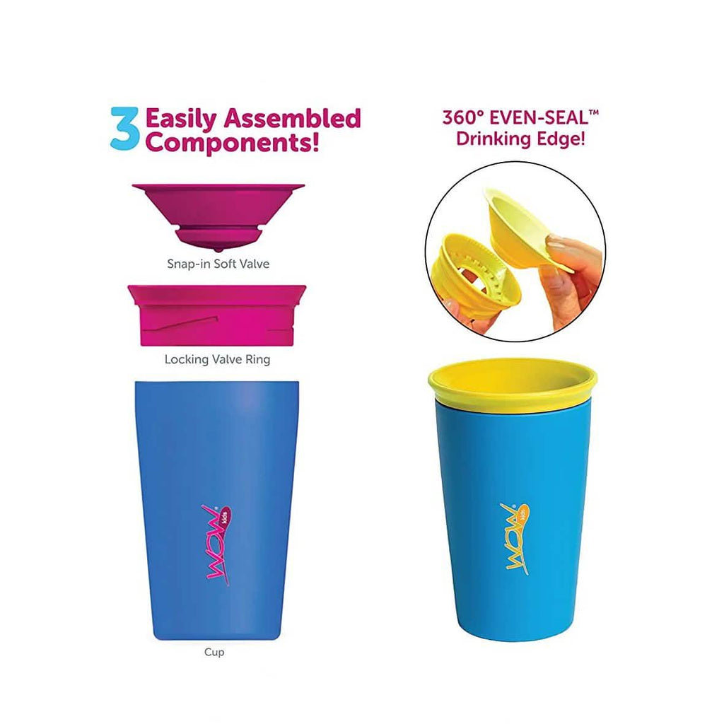 Lot de 2 : Tasse d'apprentissage anti-fuite 360° Wow Cup de 266 ml pour enfants