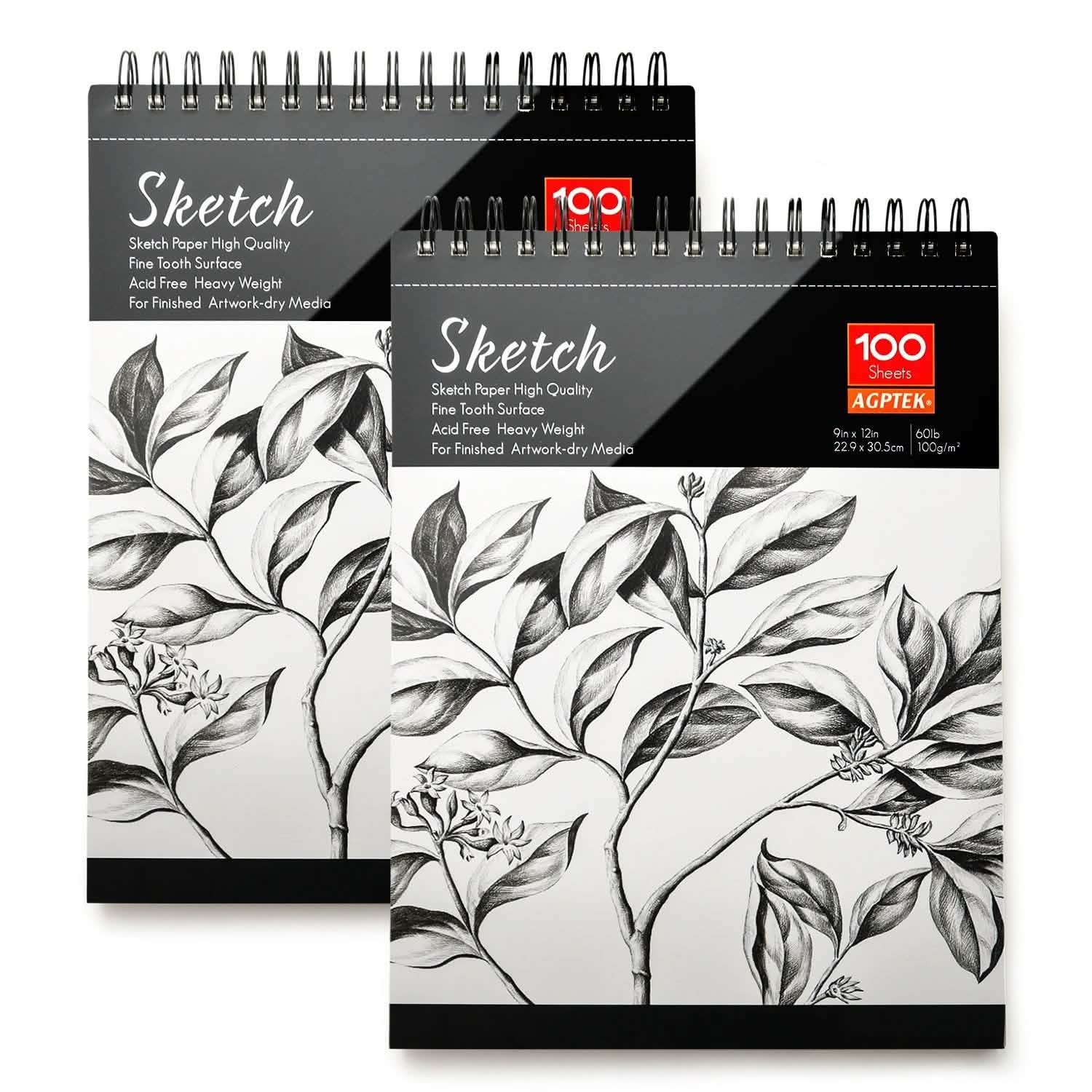 2-Pack: 9X12" 100 Sheets Spiral Sketch Pad