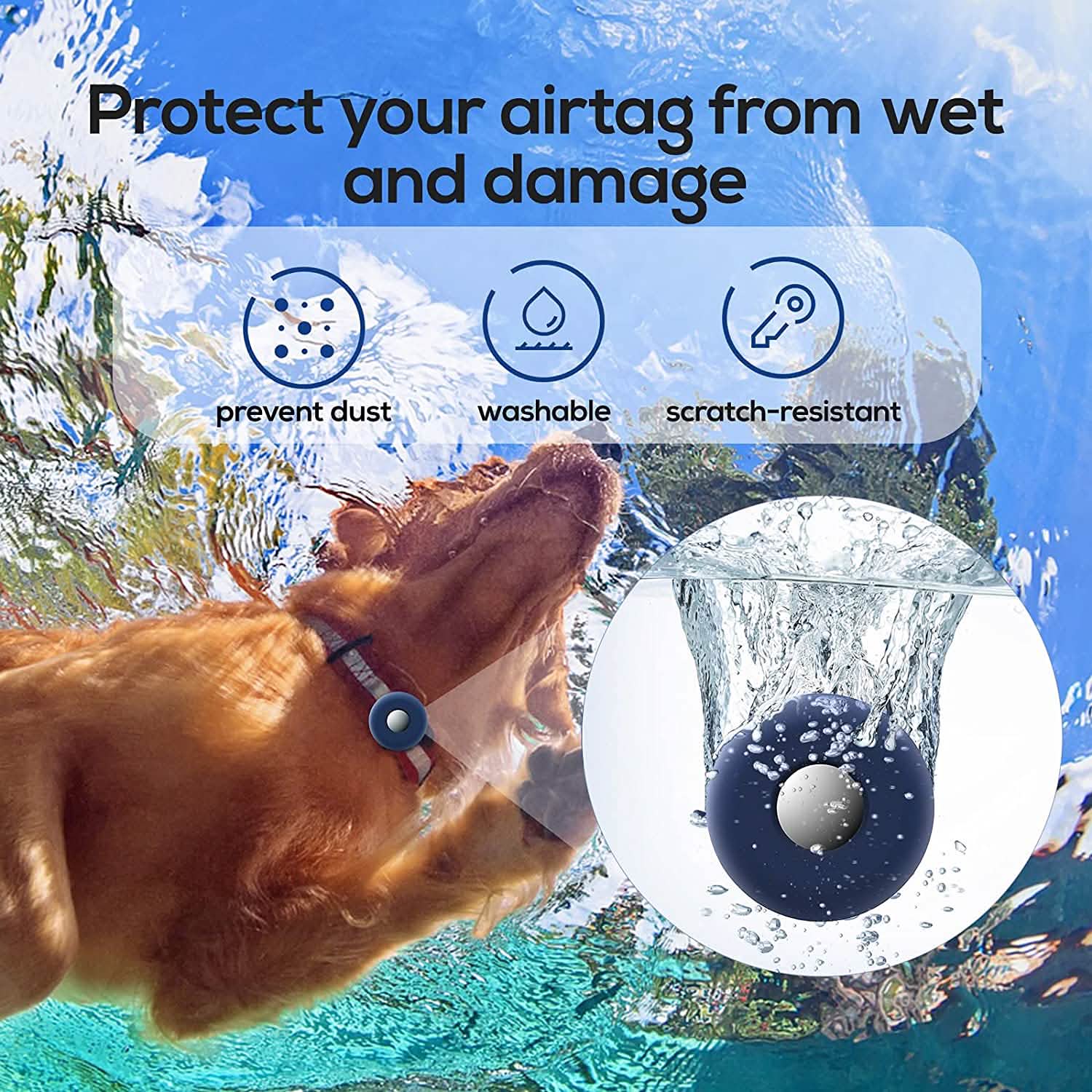 2個セット：AirTag犬用首輪ホルダー
