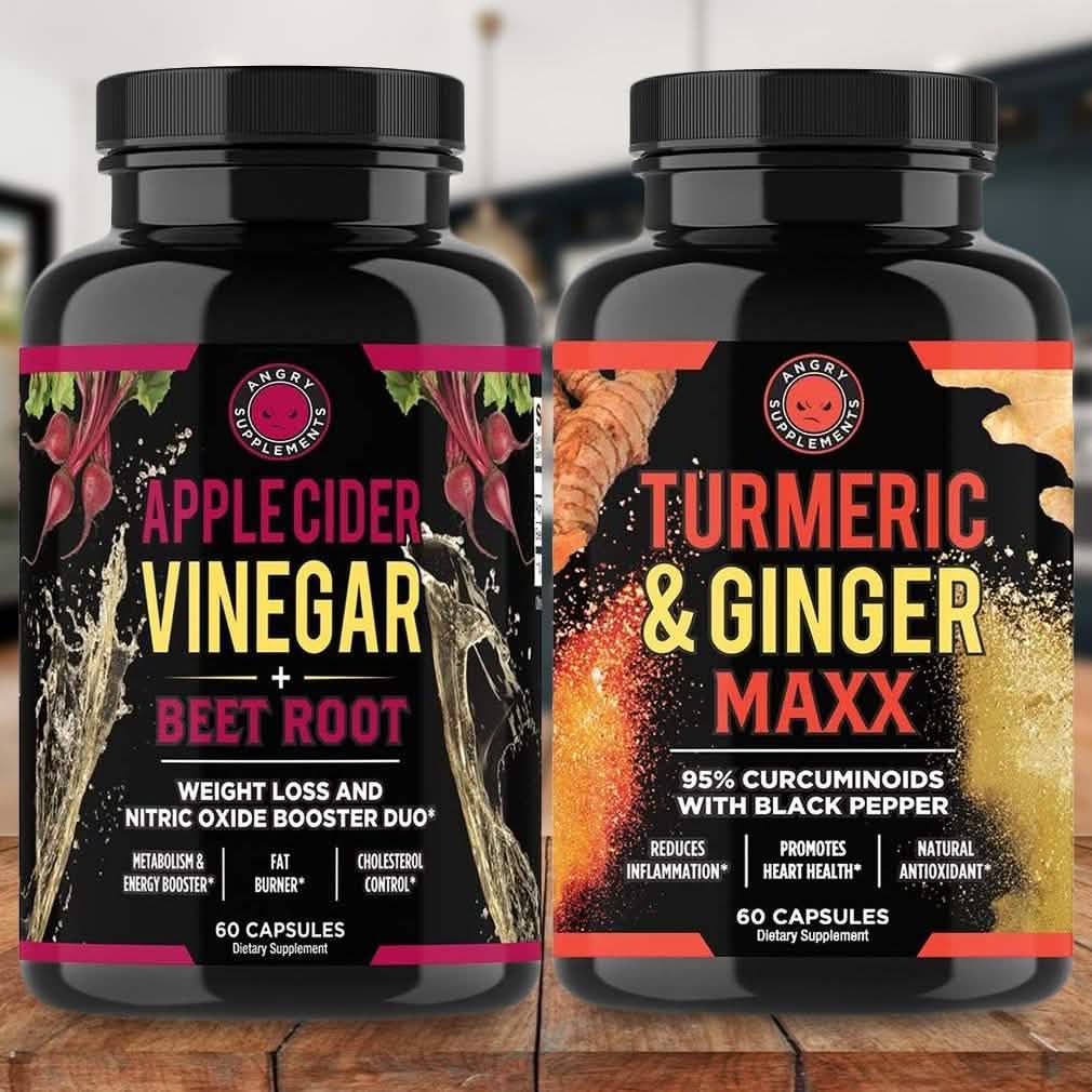 2パック: Angry Supplements アップルサイダービネガー＋ビートルート＆ターメリック＆ジンジャーカプセル