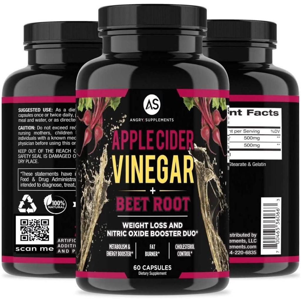 2パック: Angry Supplements アップルサイダービネガー＋ビートルート＆ターメリック＆ジンジャーカプセル