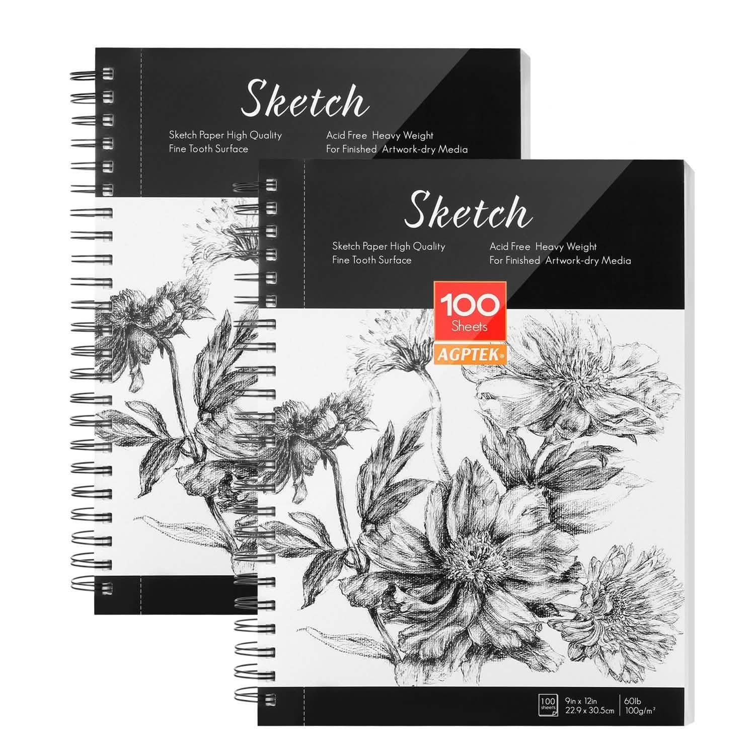 2-Pack: Art SketchBook 100 Pages for Writers Illustrators