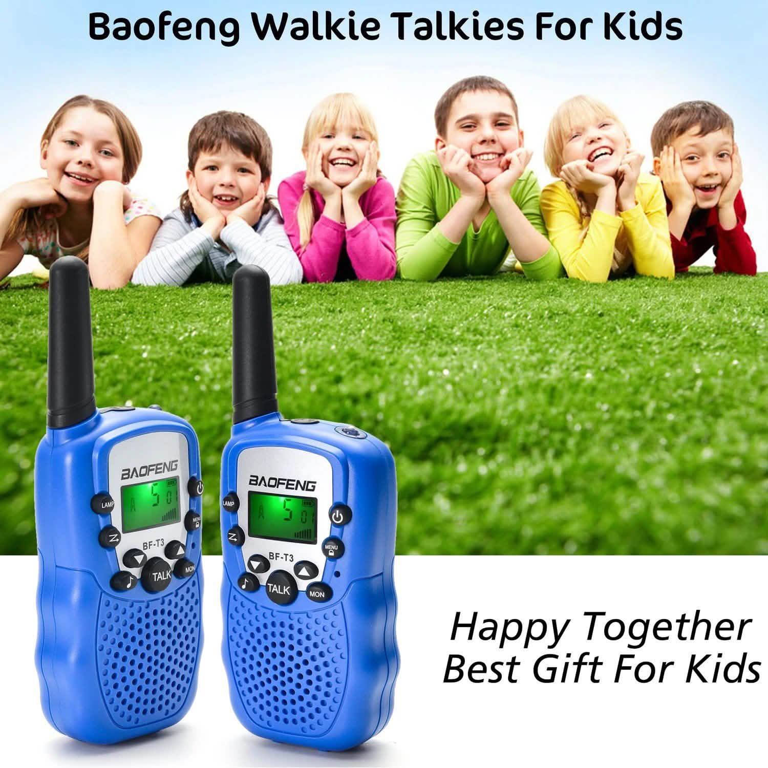 Lot de 2 : Talkies-walkies Baofeng pour enfants radio bidirectionnelle 22 canaux 3-5 miles jouet FRS/GMRS