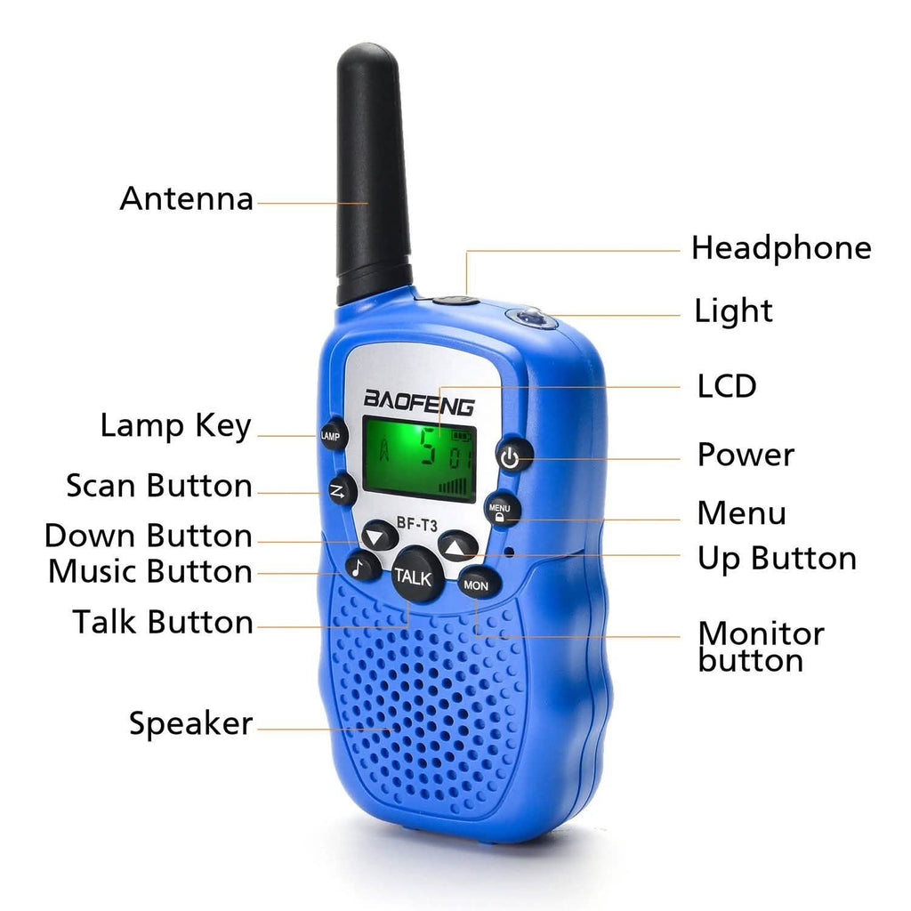 Lot de 2 : Talkies-walkies Baofeng pour enfants radio bidirectionnelle 22 canaux 3-5 miles jouet FRS/GMRS