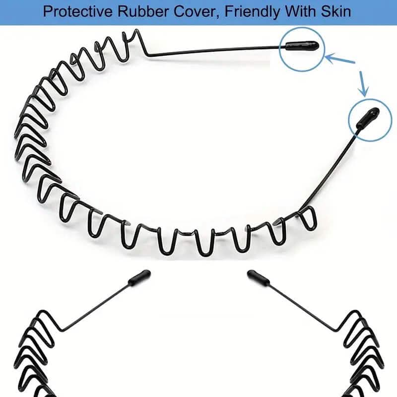 2-Pack: Black Wavy Metal Headband