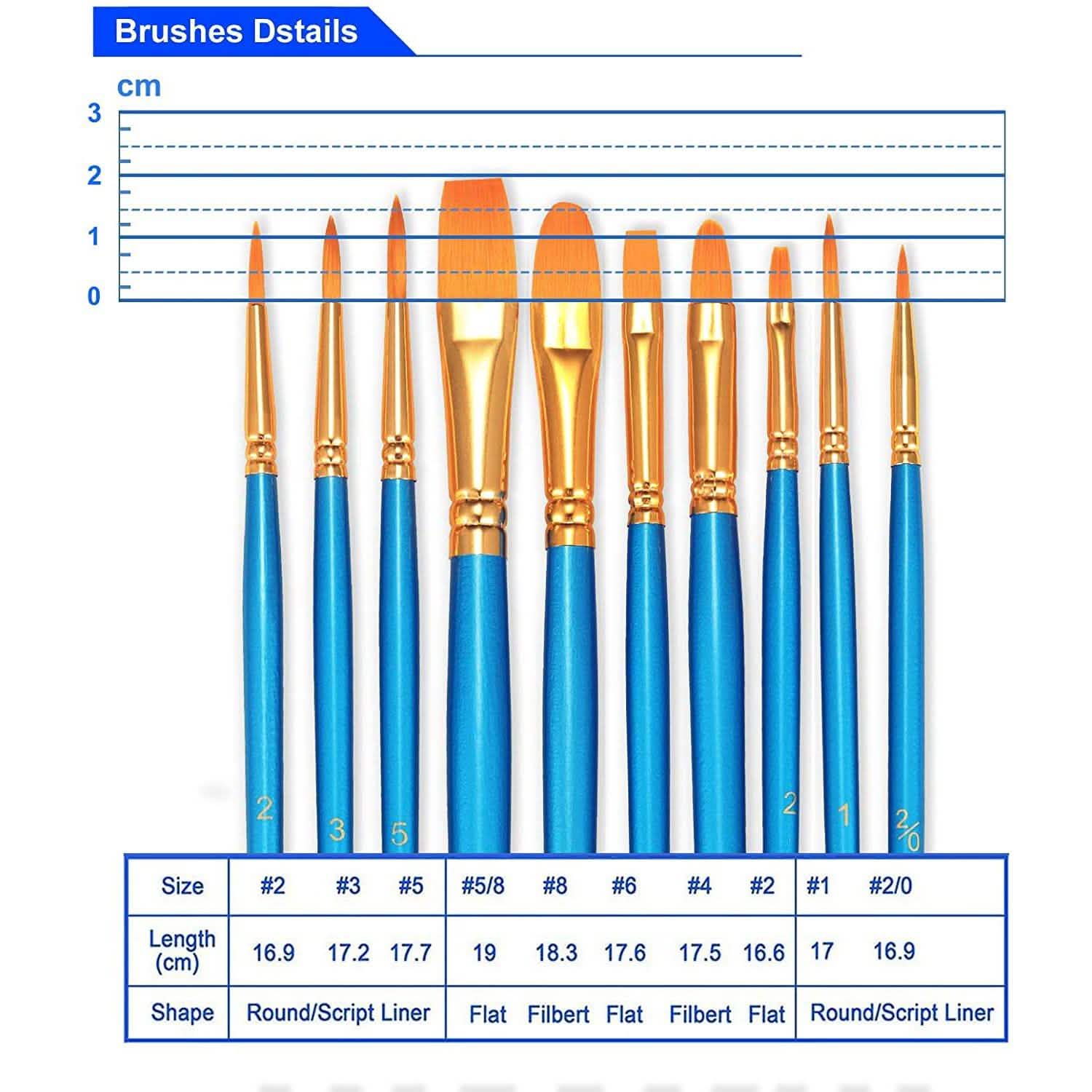 2-Pack: BOSOBO 10 Sizes Paint Brushes Set