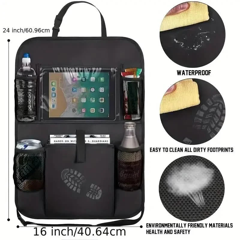Lot de 2 : Organiseur de siège arrière de voiture avec support de tablette à écran tactile